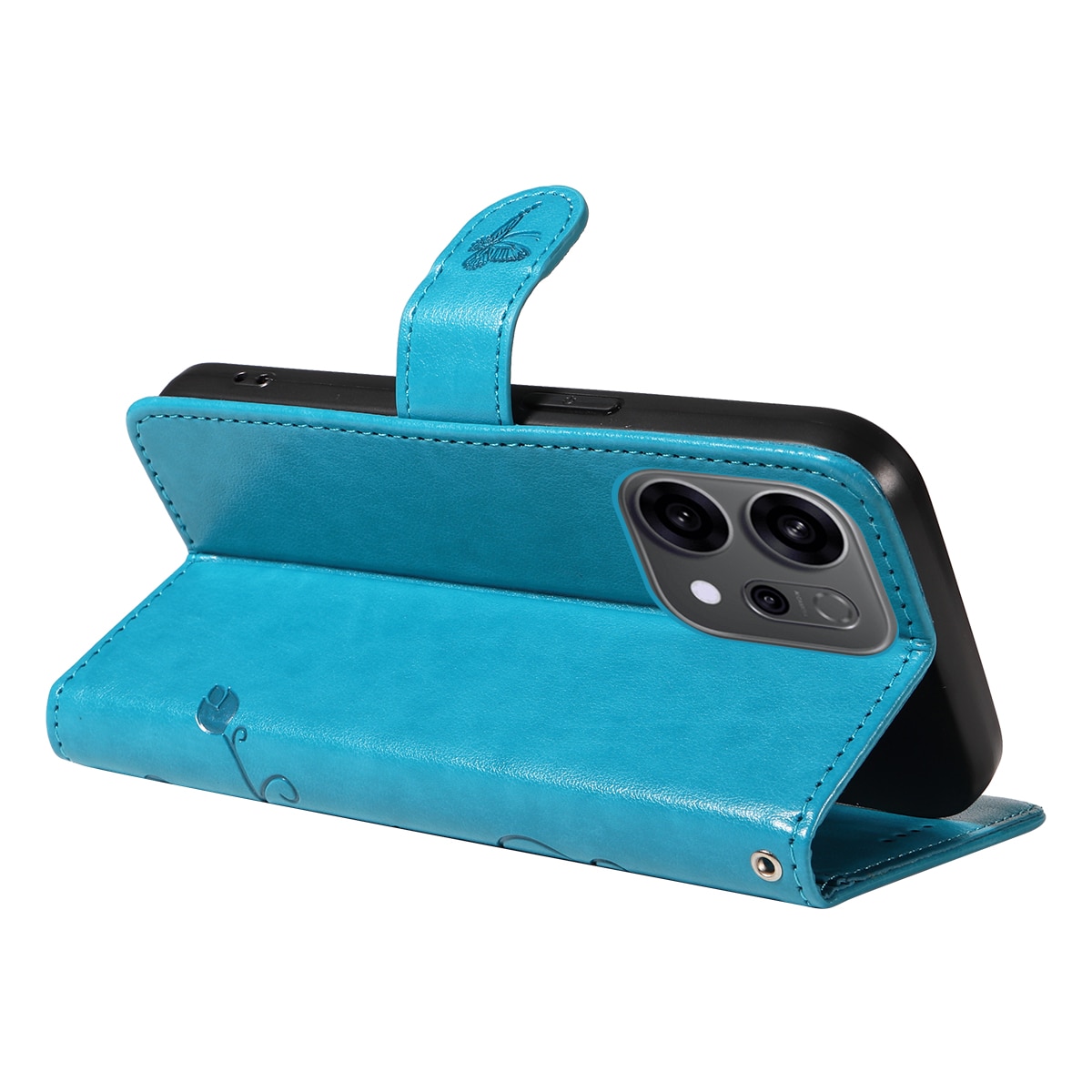 Oppo Reno 14 F Handyhülle mit Schmetterlingsmuster, Blau