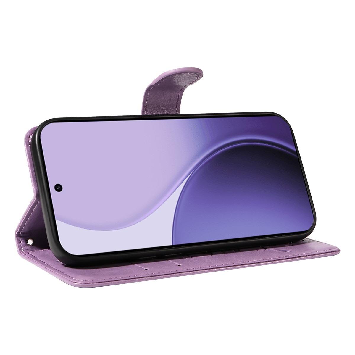 Oppo Reno 14 Handyhülle mit Schmetterlingsmuster, Lila