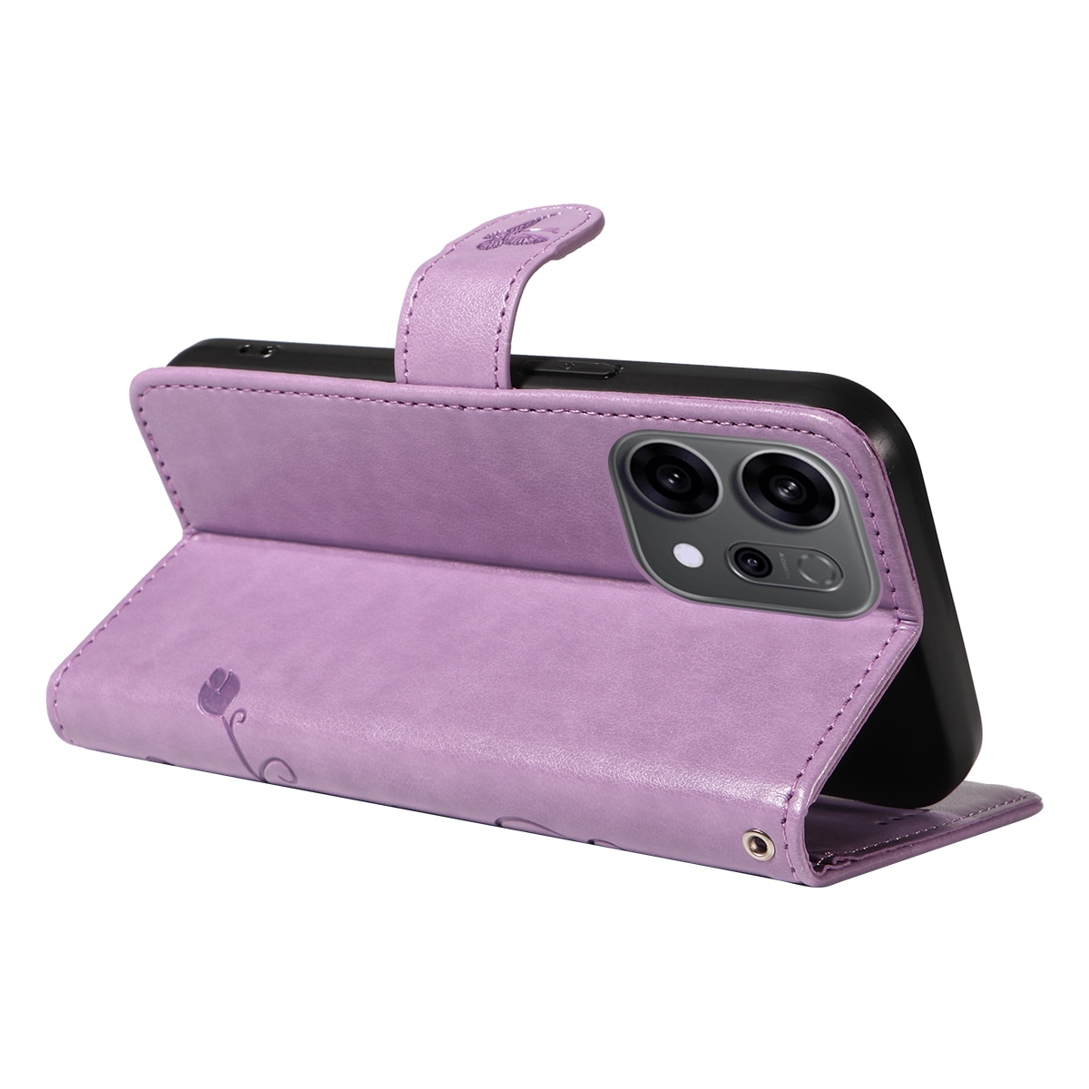 Oppo Reno 14 Handyhülle mit Schmetterlingsmuster, Lila