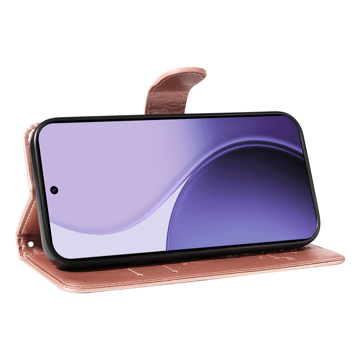 Oppo Reno 14 Handyhülle mit Schmetterlingsmuster, Roségold