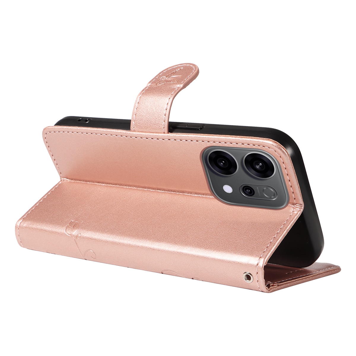 Oppo Reno 14 Handyhülle mit Schmetterlingsmuster, Roségold