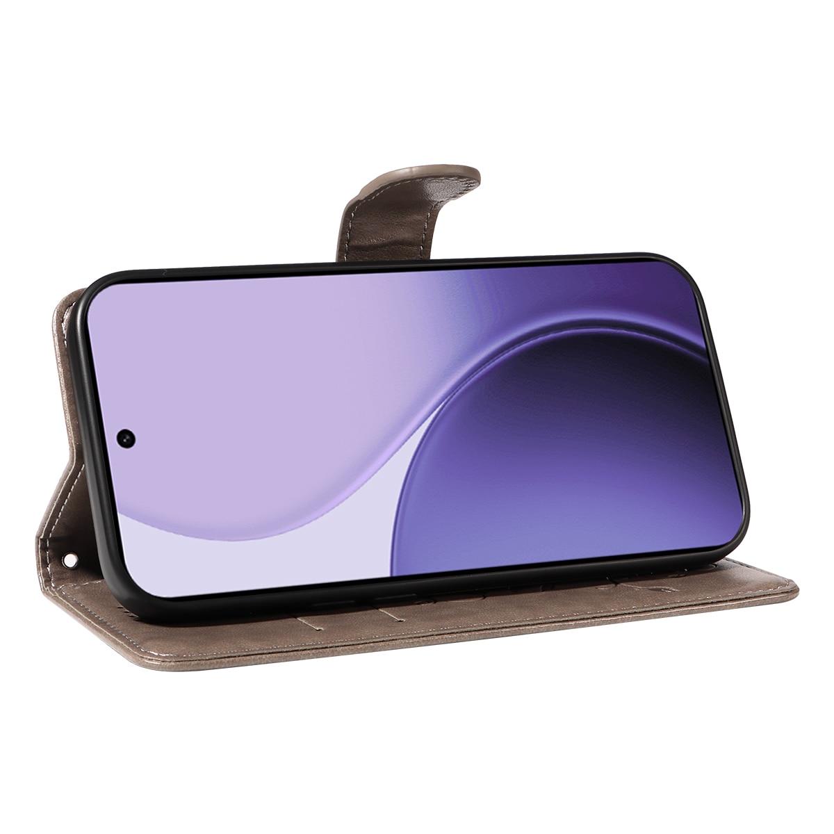 Oppo Reno 14 F Handyhülle mit Schmetterlingsmuster, Grau