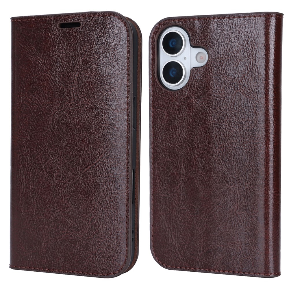 iPhone 17 Handytasche aus Echtem Leder Dunkelbraun