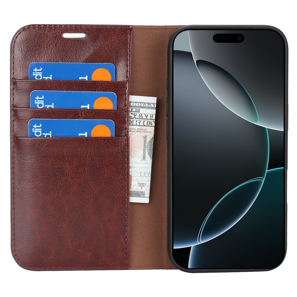 iPhone 17 Handytasche aus Echtem Leder Dunkelbraun