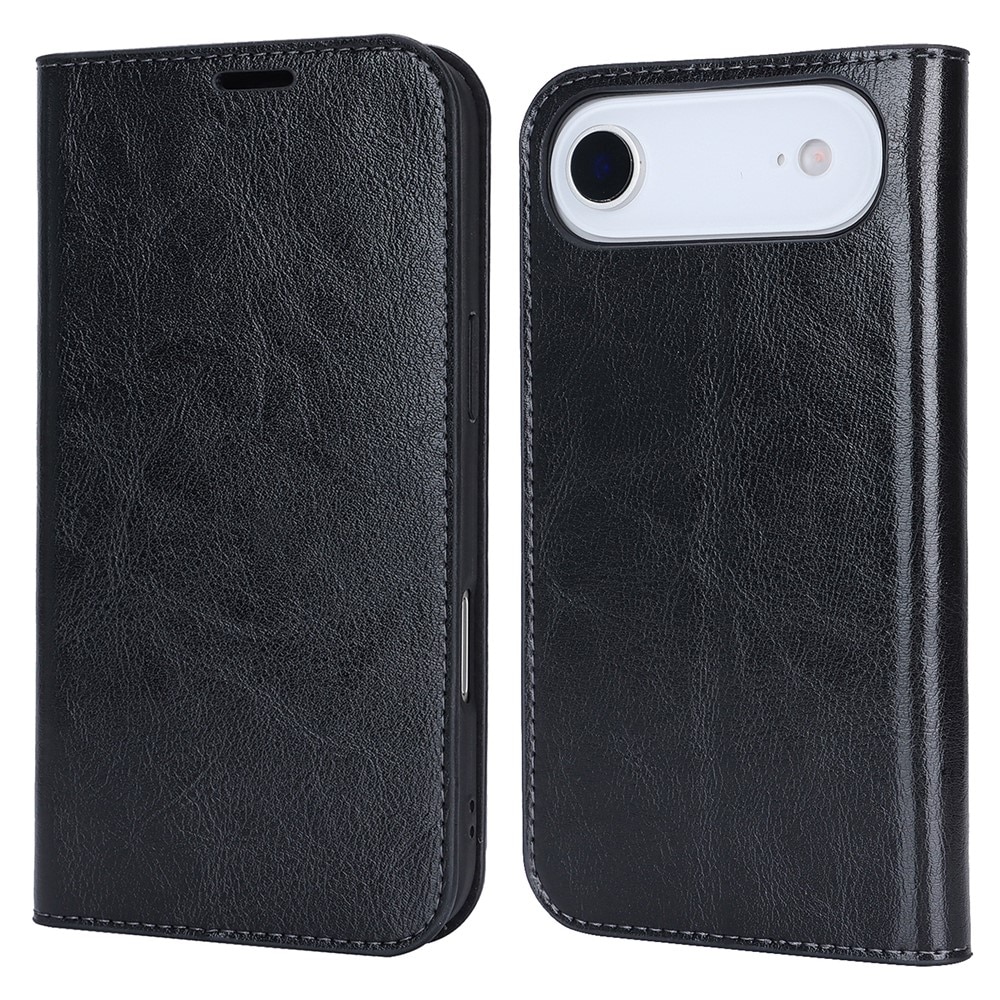 iPhone 17 Air Handytasche aus Echtem Leder Schwarz