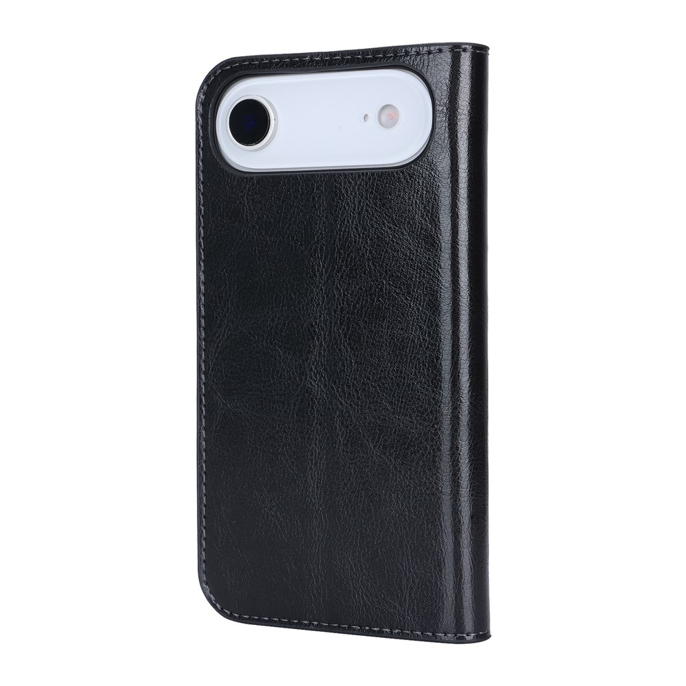 iPhone 17 Air Handytasche aus Echtem Leder Schwarz