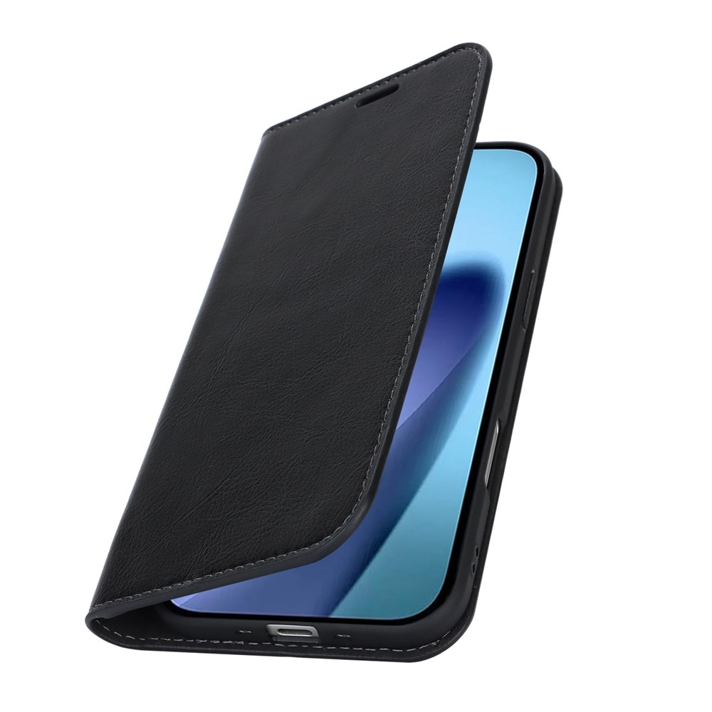 iPhone 17 Air Handytasche aus Echtem Leder Schwarz