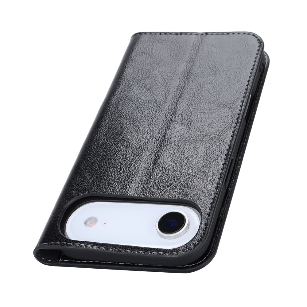 iPhone 17 Air Handytasche aus Echtem Leder Schwarz