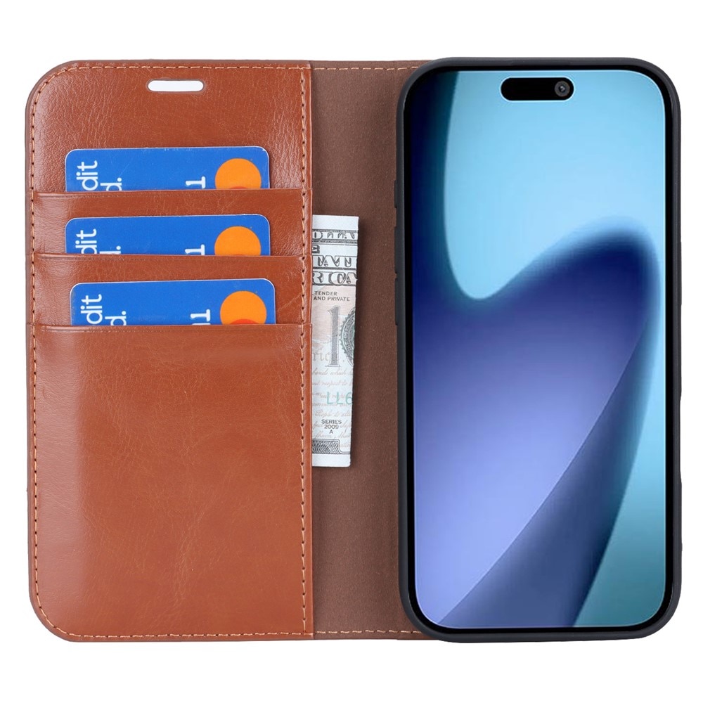 iPhone 17 Air Handytasche aus Echtem Leder Schwarz