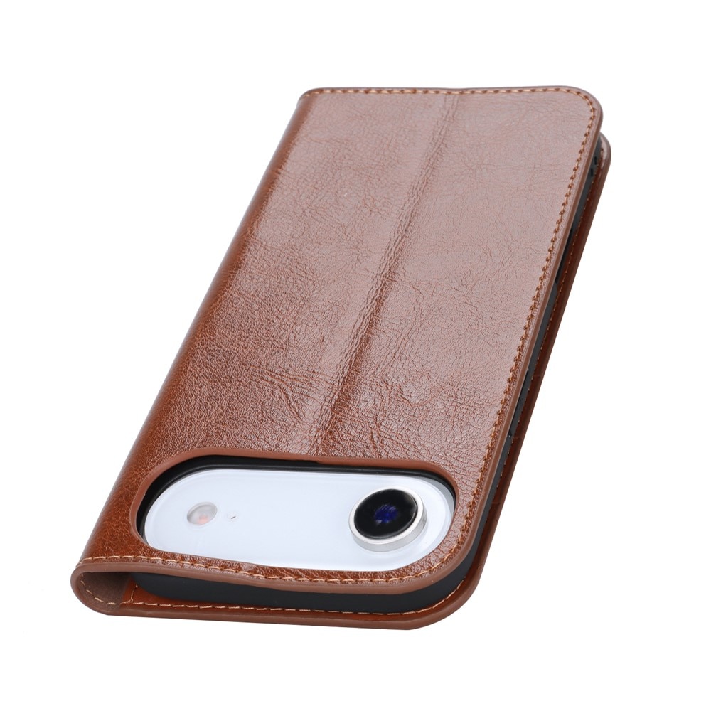 iPhone 17 Air Handytasche aus Echtem Leder Schwarz