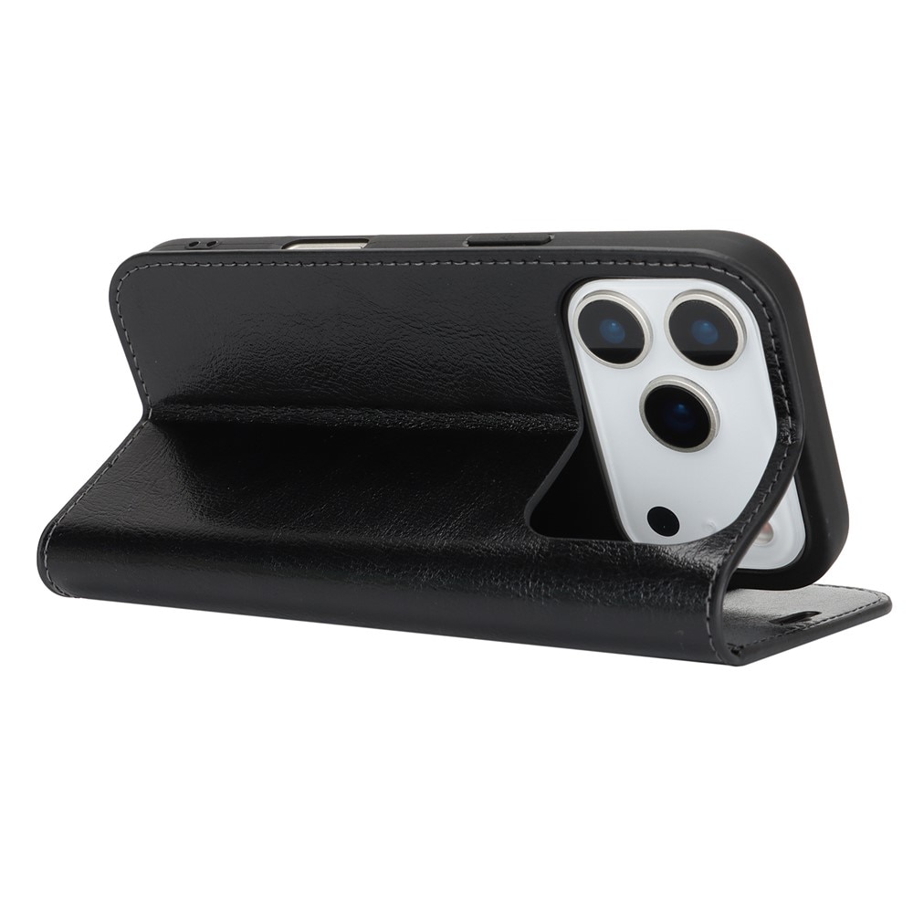 iPhone 17 Pro Handytasche aus Echtem Leder Schwarz