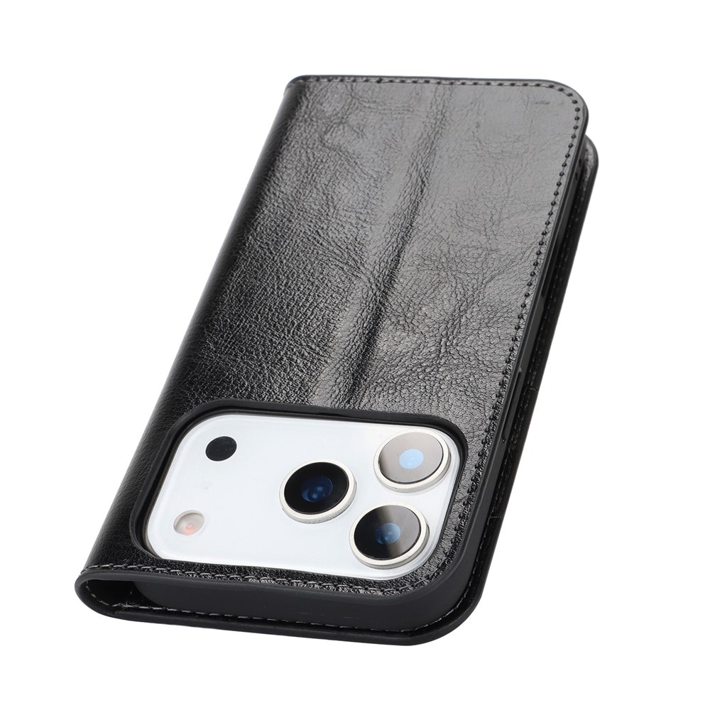 iPhone 17 Pro Handytasche aus Echtem Leder Schwarz