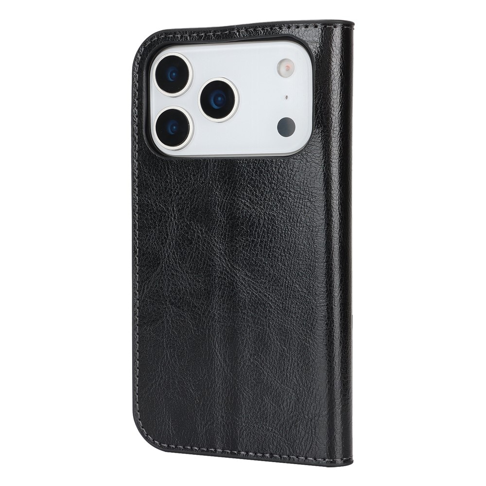 iPhone 17 Pro Handytasche aus Echtem Leder Schwarz