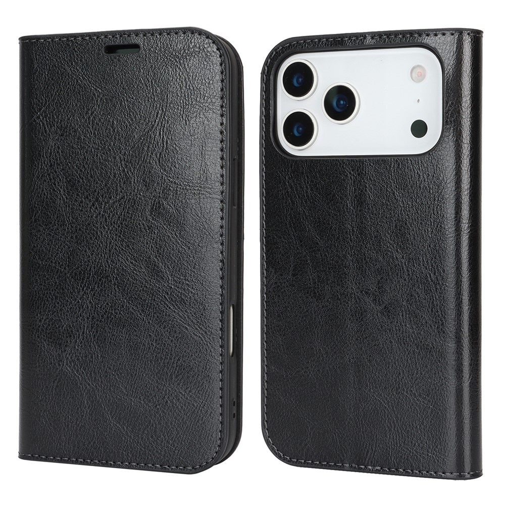 iPhone 17 Pro Max Handytasche aus Echtem Leder Schwarz