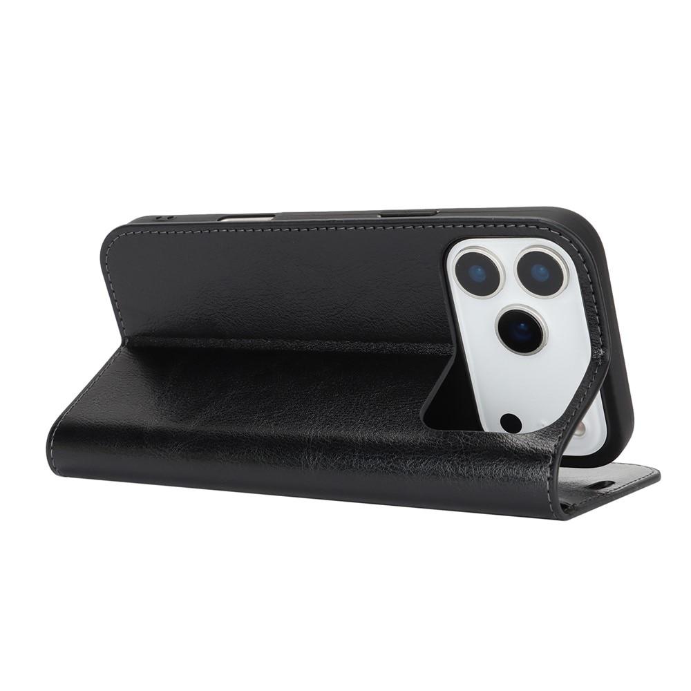 iPhone 17 Pro Max Handytasche aus Echtem Leder Schwarz