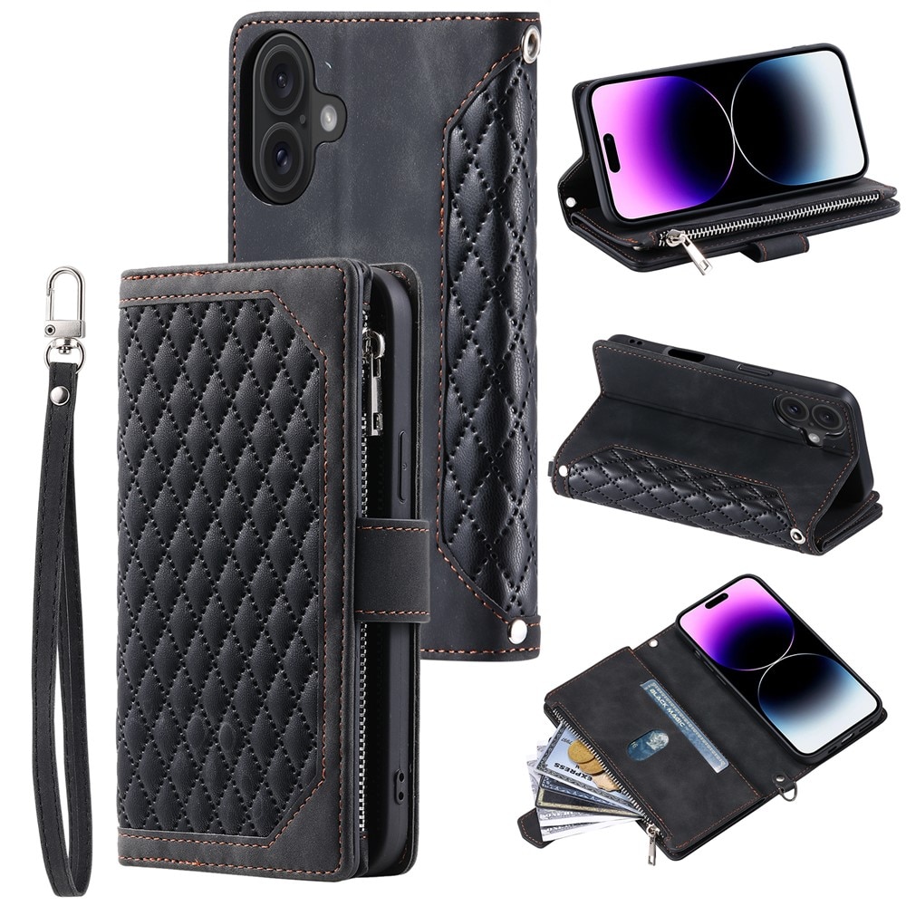iPhone 17 Brieftasche Hülle Quilted Schwarz