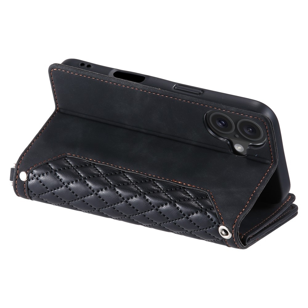 iPhone 17 Brieftasche Hülle Quilted Schwarz