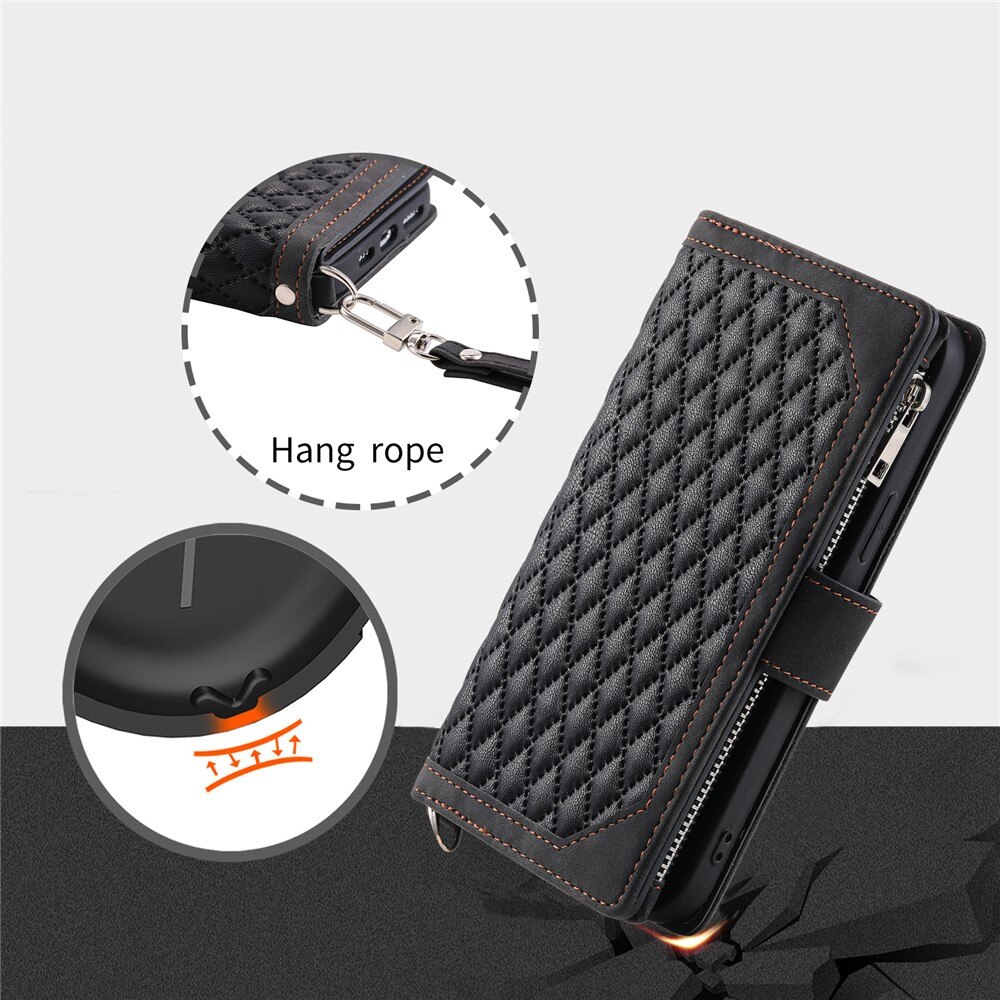 iPhone 17 Brieftasche Hülle Quilted Schwarz