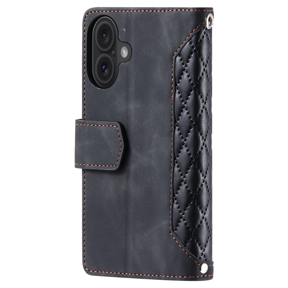 iPhone 17 Brieftasche Hülle Quilted Schwarz
