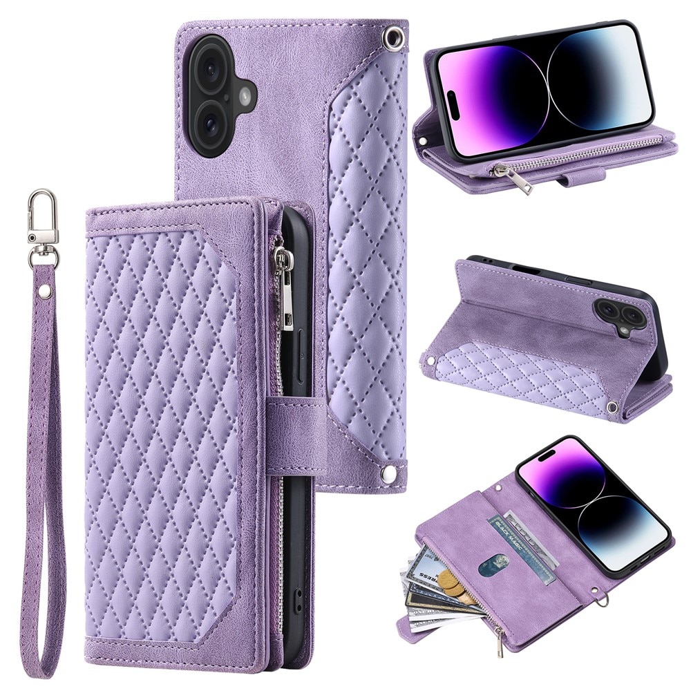 iPhone 17 Brieftasche Hülle Quilted Lila