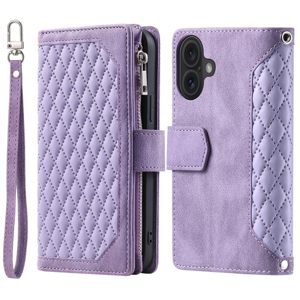 iPhone 17 Brieftasche Hülle Quilted Lila