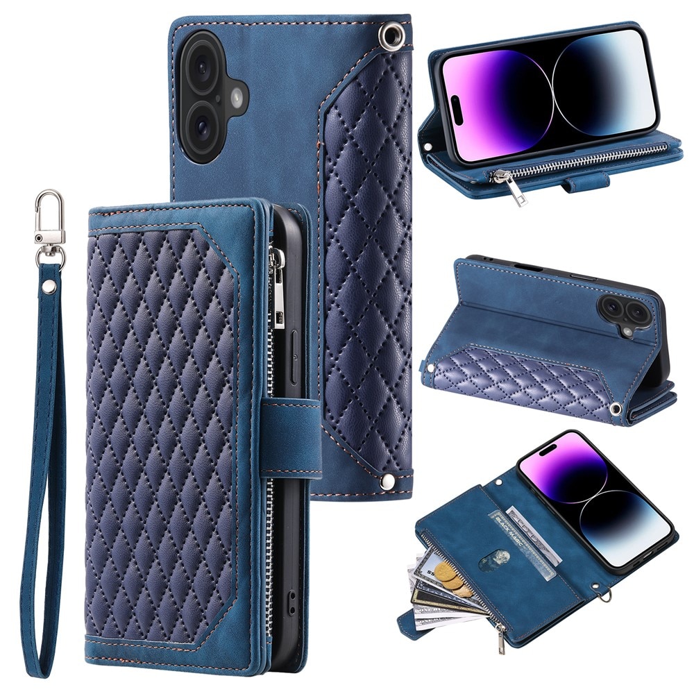 iPhone 17 Brieftasche Hülle Quilted Blau