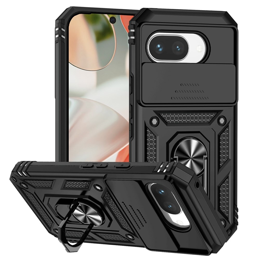 Google Pixel 9a Hybrid-Hülle Ring + Kameraschutz Schwarz