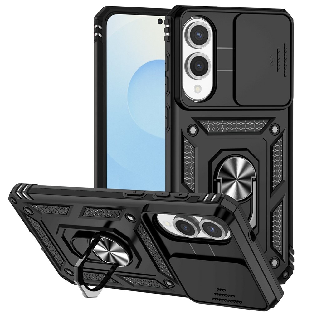 Samsung Galaxy S25 Edge Hybrid-Hülle Ring + Kameraschutz Schwarz