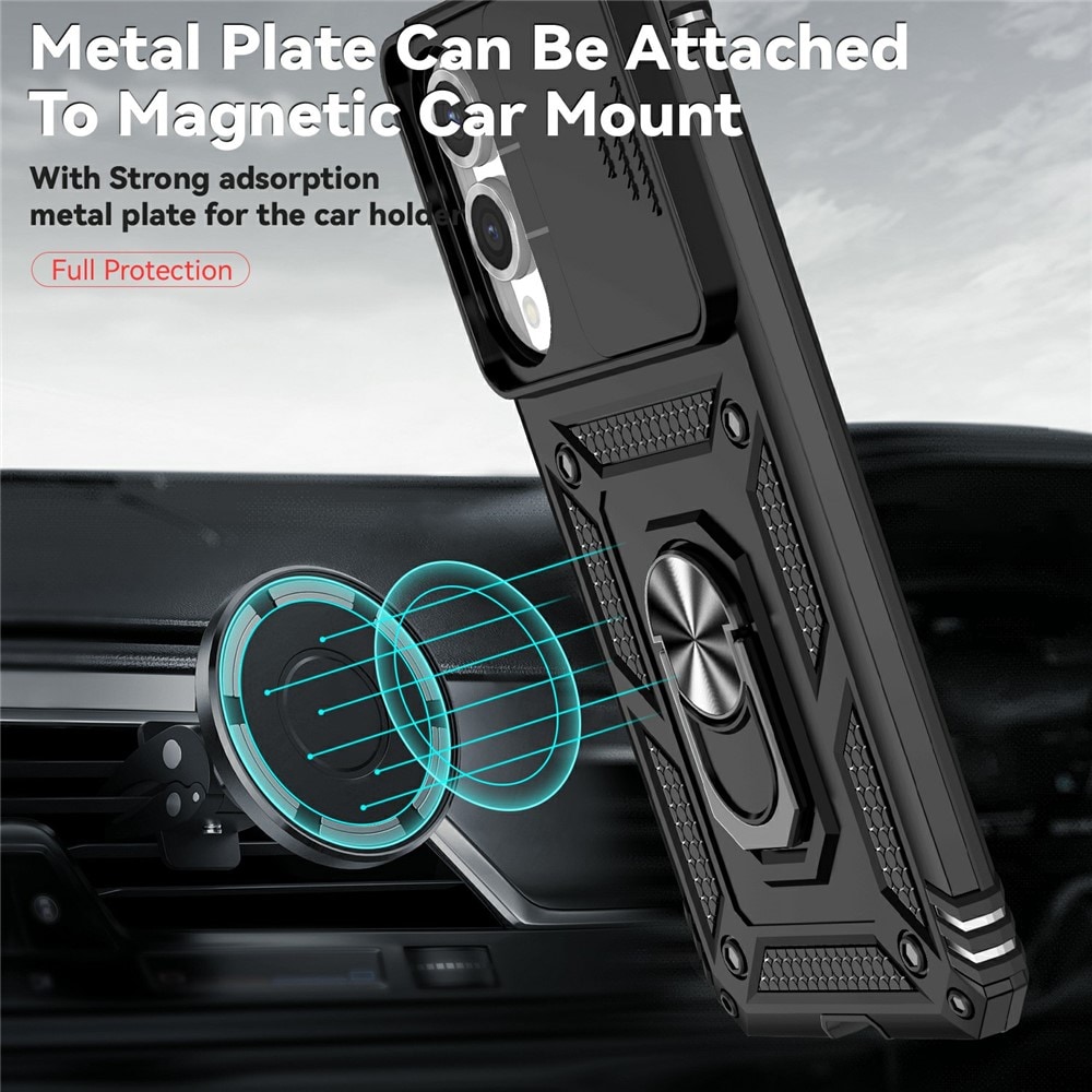 Samsung Galaxy S25 Edge Hybrid-Hülle Ring + Kameraschutz Schwarz