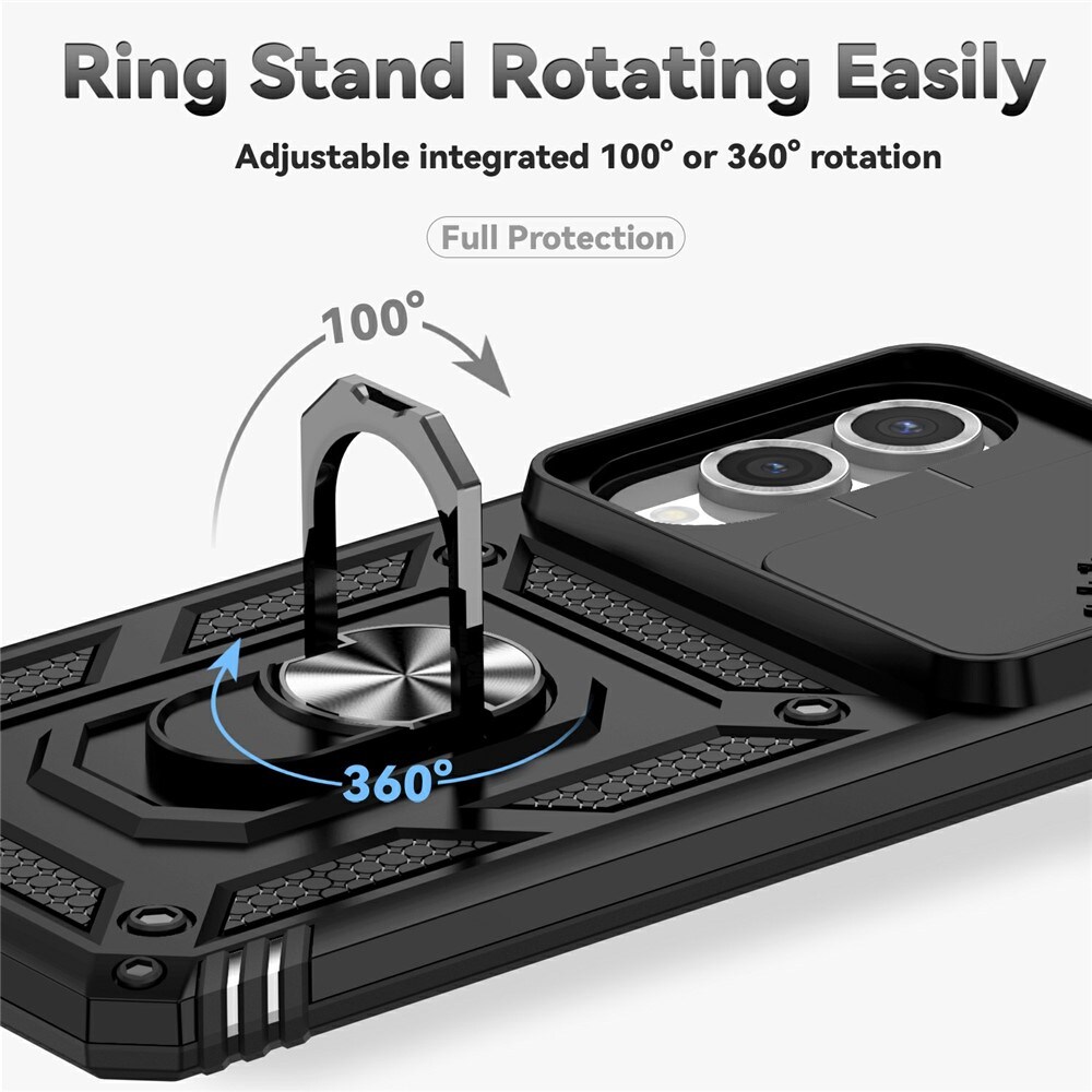 Samsung Galaxy S25 Edge Hybrid-Hülle Ring + Kameraschutz Schwarz