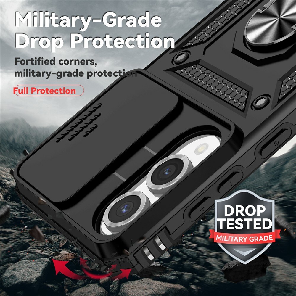 Samsung Galaxy S25 Edge Hybrid-Hülle Ring + Kameraschutz Schwarz