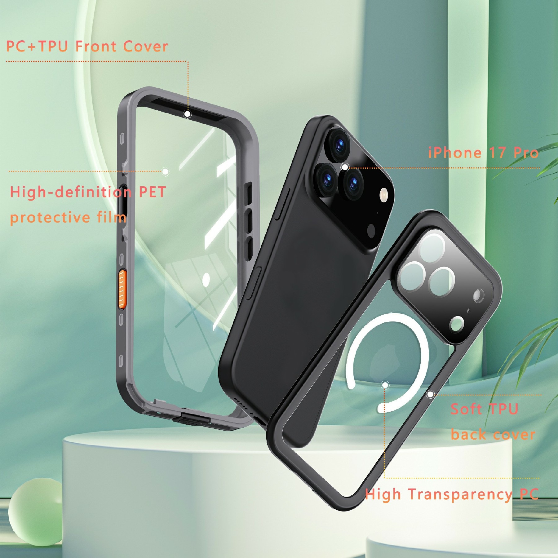 iPhone 17 Pro Wasserdichte Hülle durchsichtig