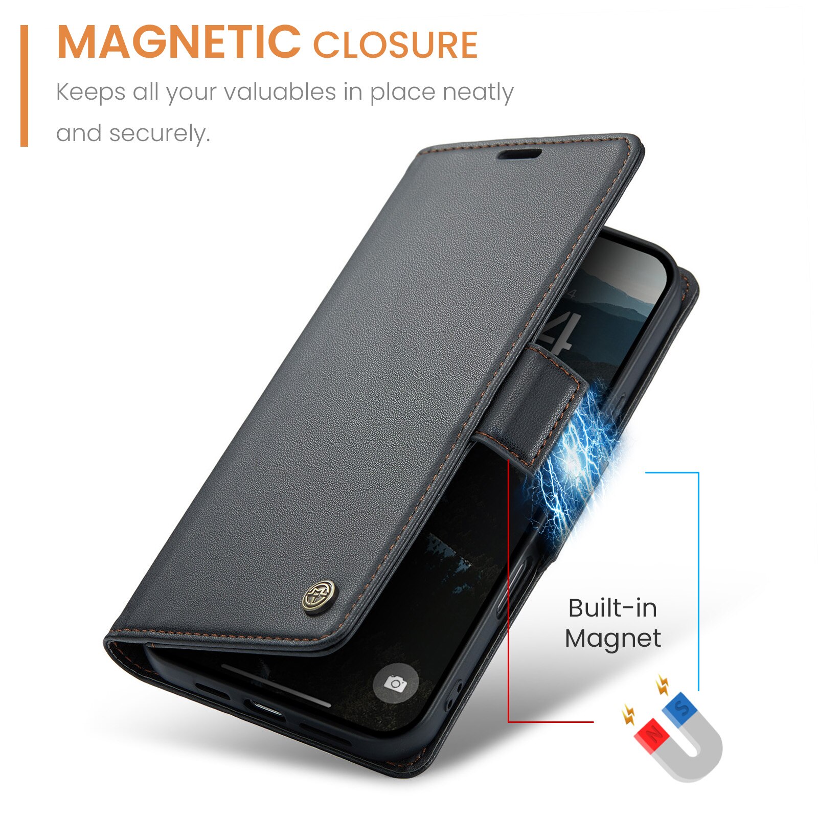RFID-geschützte Slim Portemonnaie-Hülle iPhone 17 Schwarz