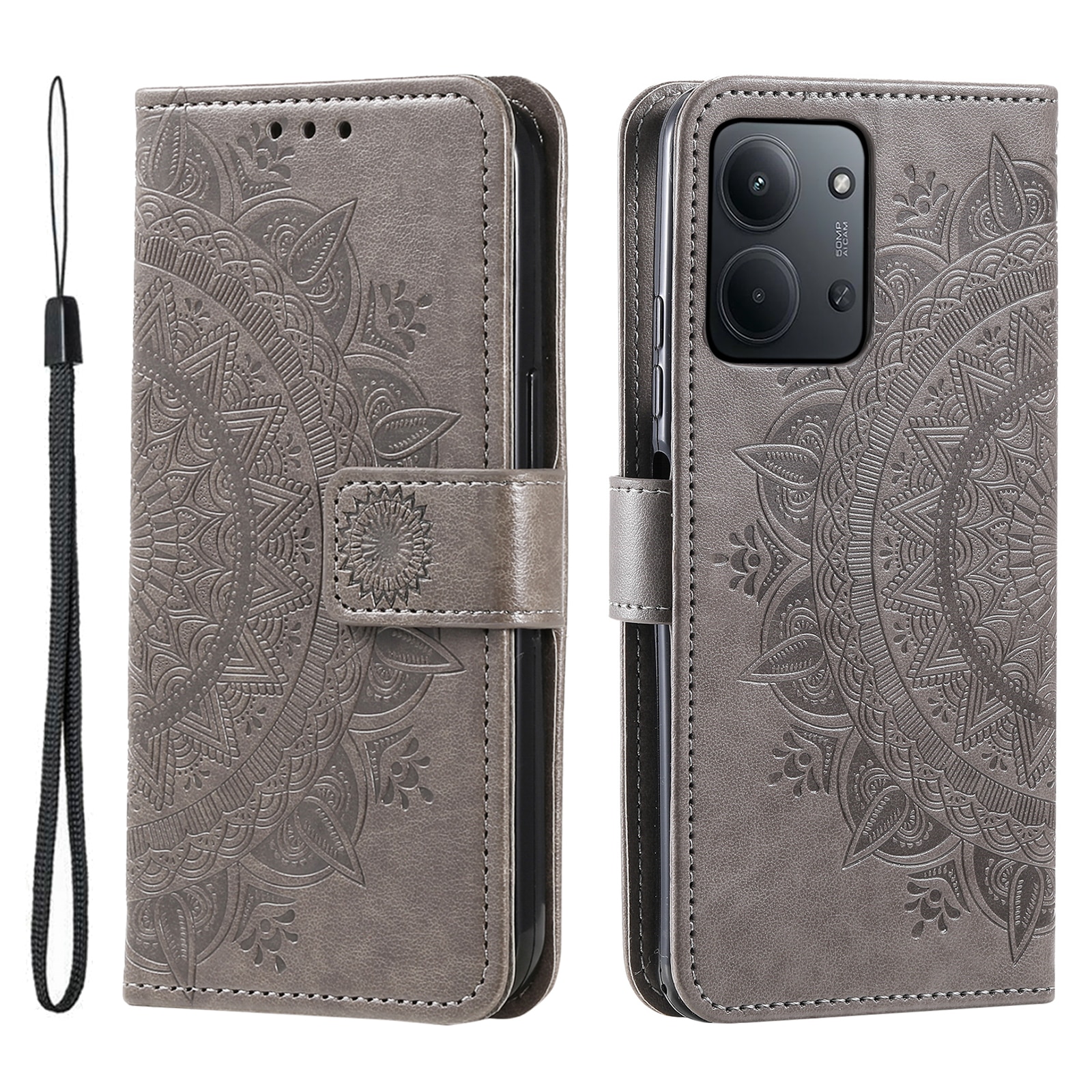 Xiaomi Redmi 15C Handytasche Mandala Grau