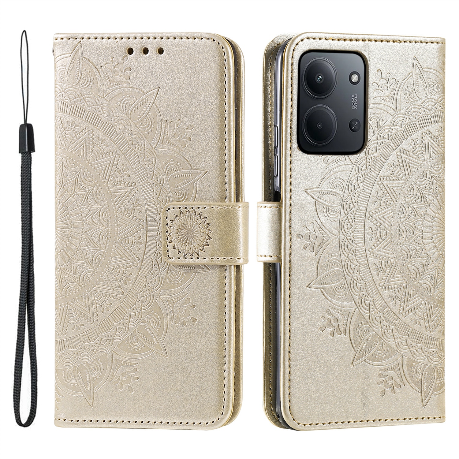 Xiaomi Redmi 15C Handytasche Mandala Gold
