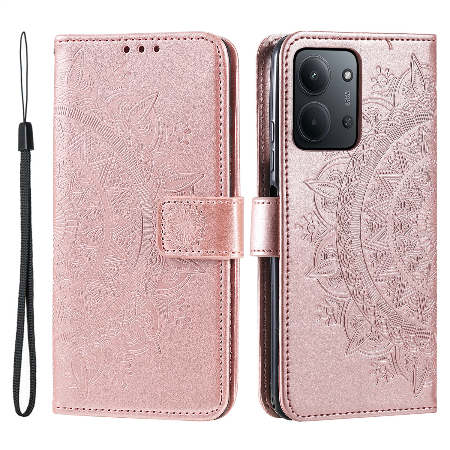 Xiaomi Redmi 15C Handytasche Mandala Roségold