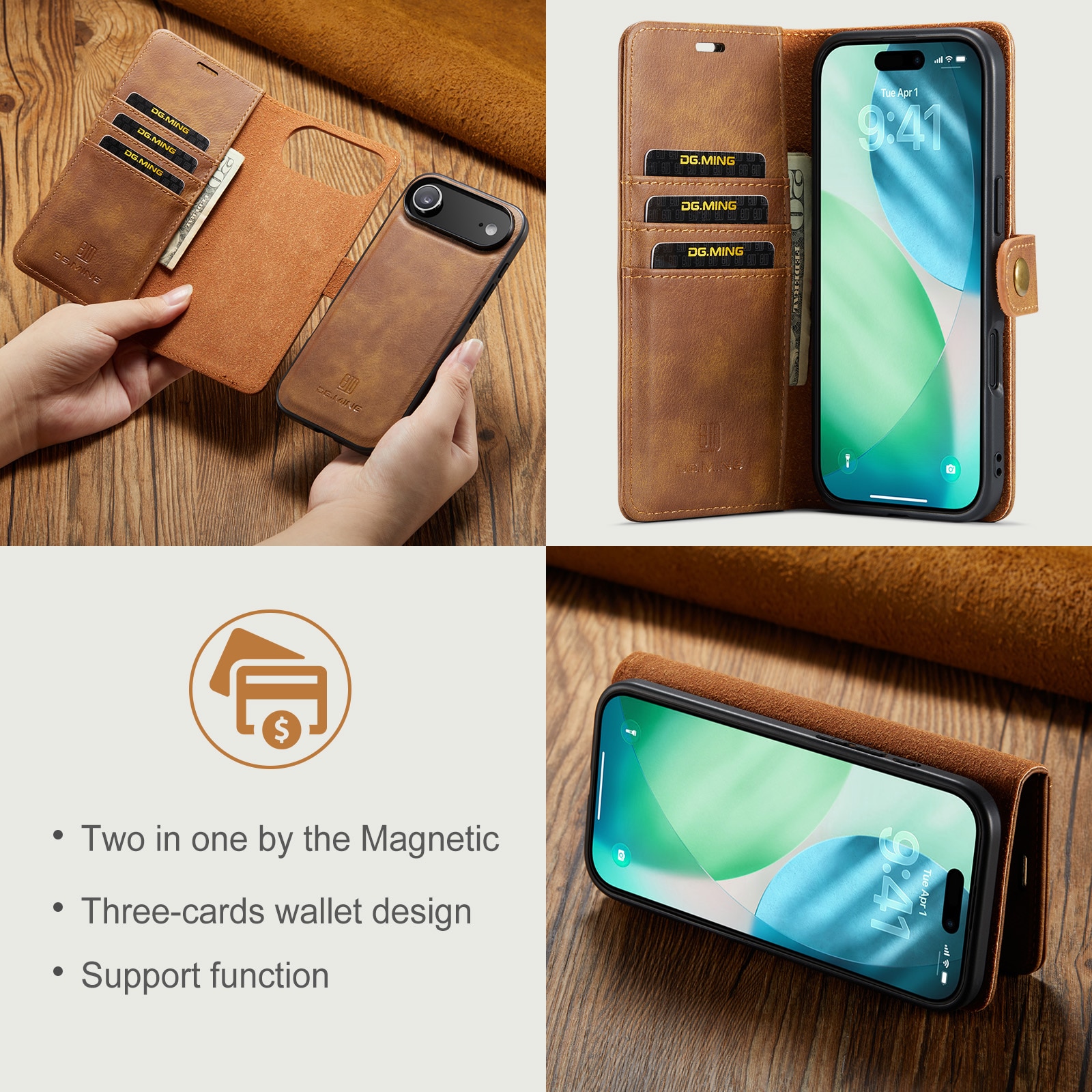 Handytasche Magnetische iPhone 17 Air Cognac