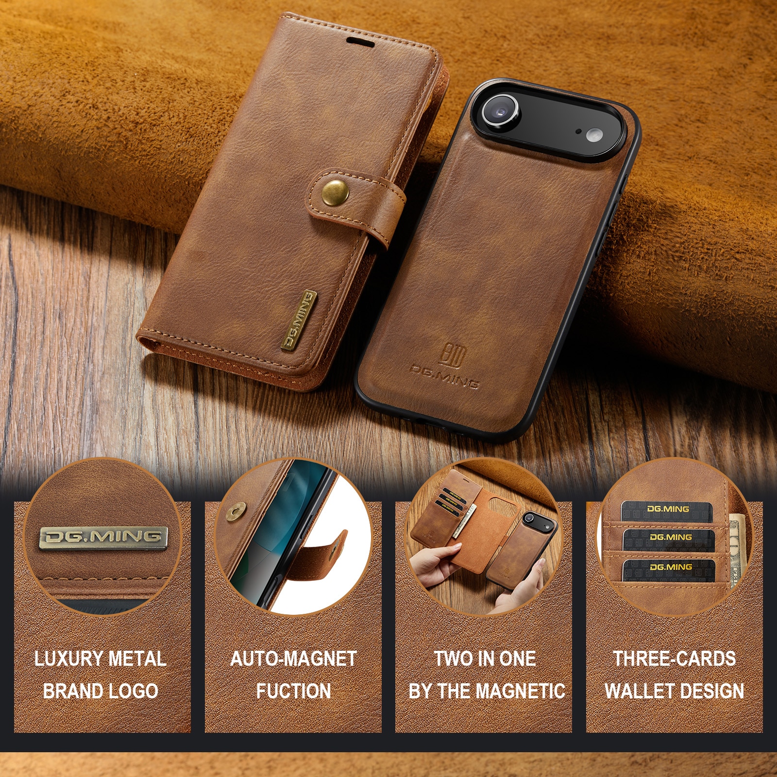 Handytasche Magnetische iPhone 17 Air Cognac