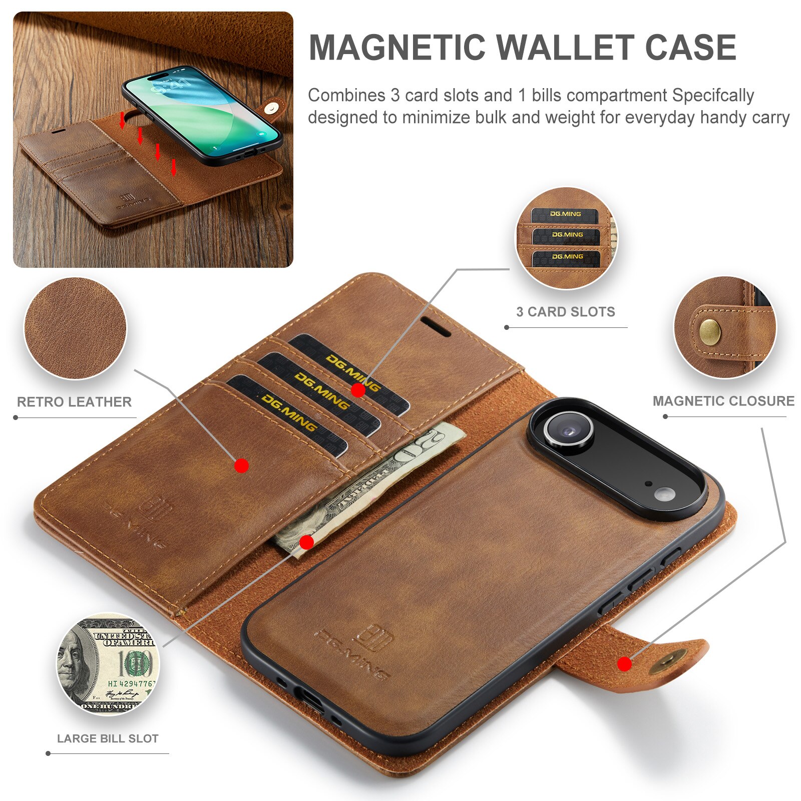 Handytasche Magnetische iPhone 17 Air Cognac