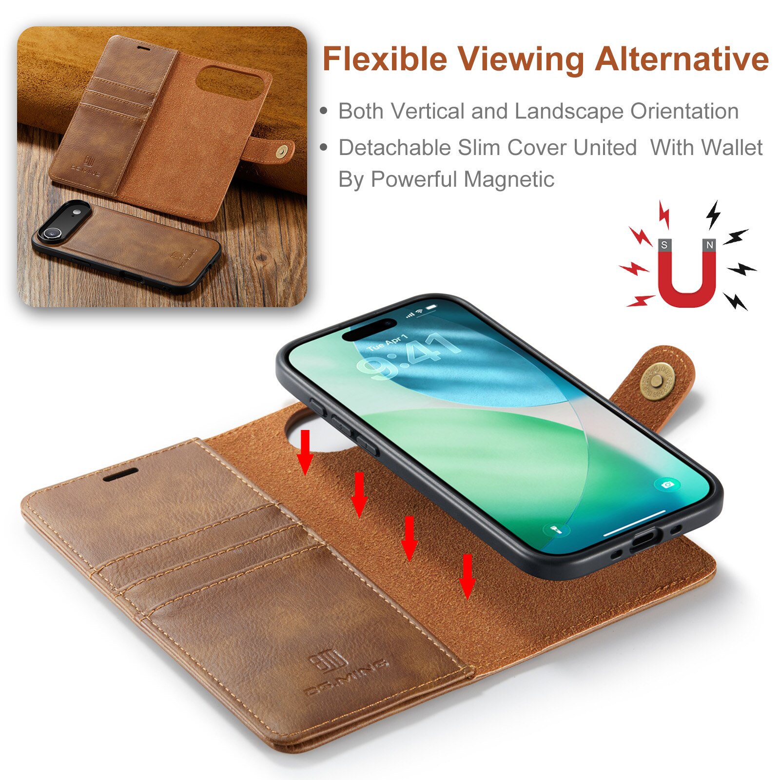 Handytasche Magnetische iPhone 17 Air Cognac
