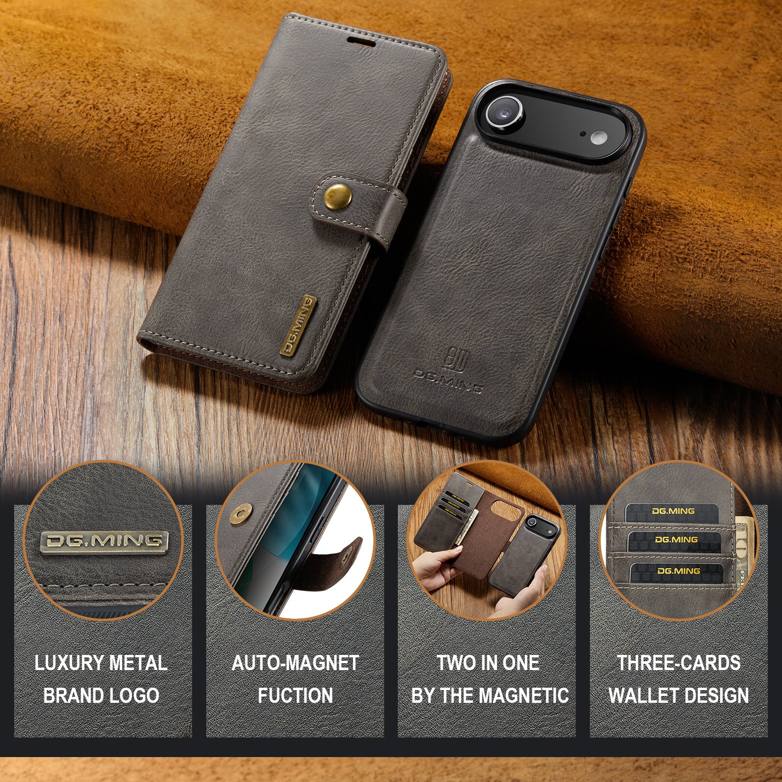Handytasche Magnetische iPhone 17 Air Brown