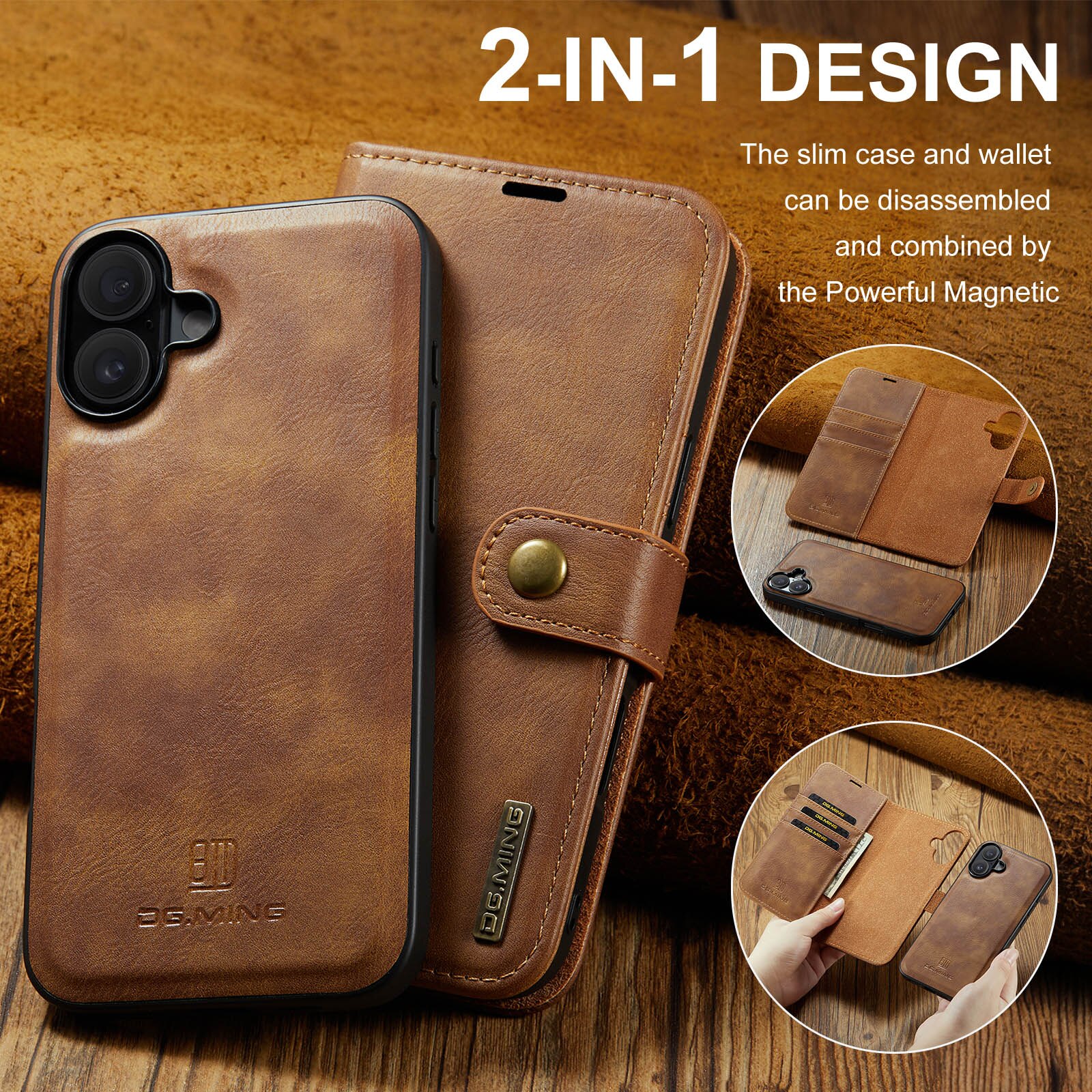 Handytasche Magnetische iPhone 17 Cognac