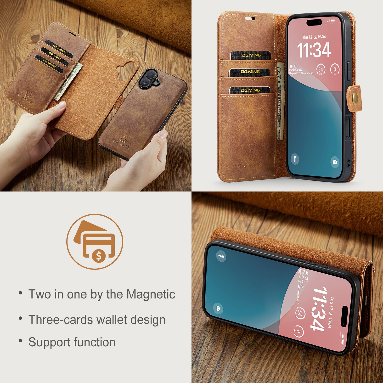 Handytasche Magnetische iPhone 17 Cognac