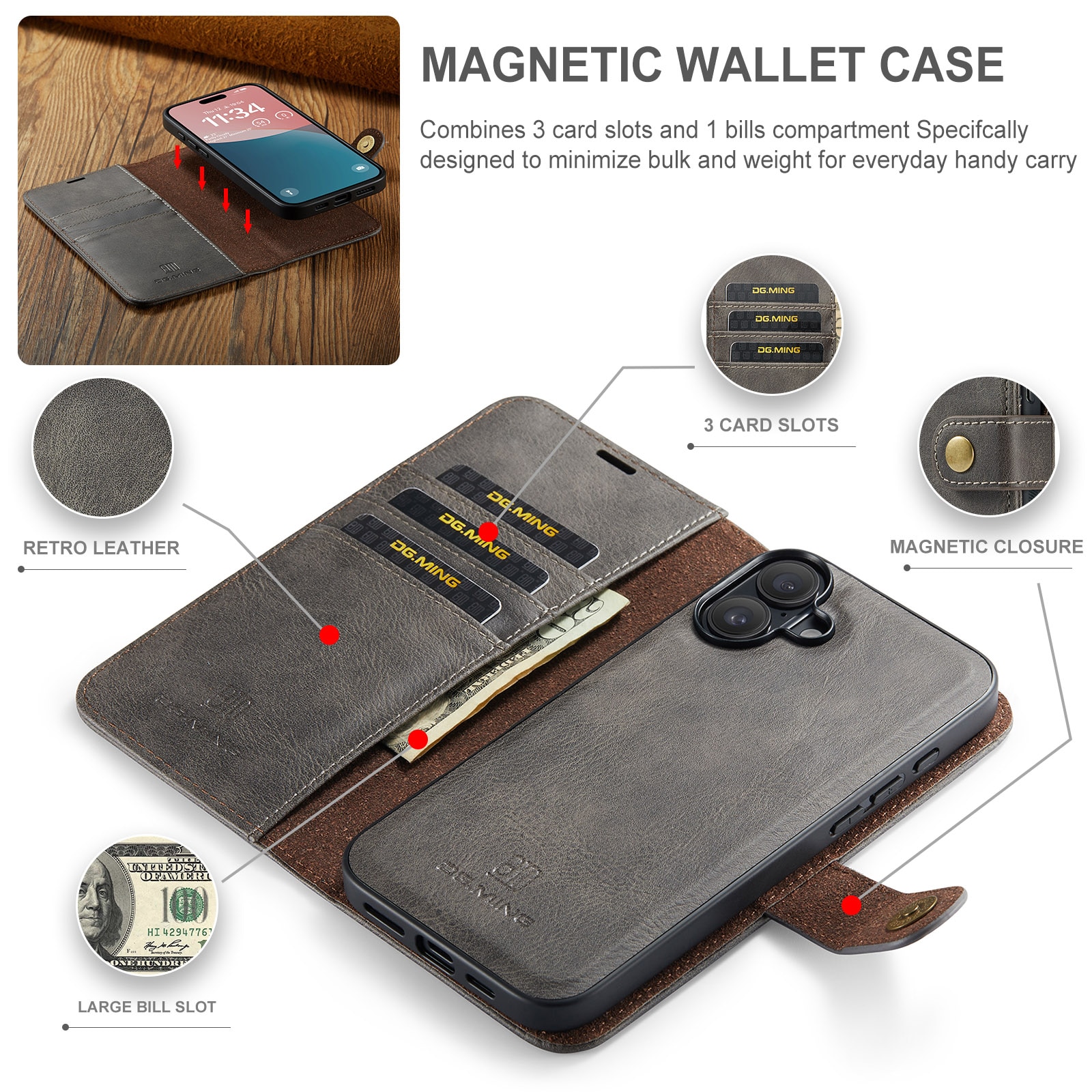 Handytasche Magnetische iPhone 17 Brown