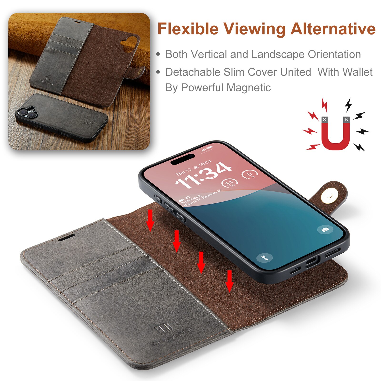 Handytasche Magnetische iPhone 17 Brown