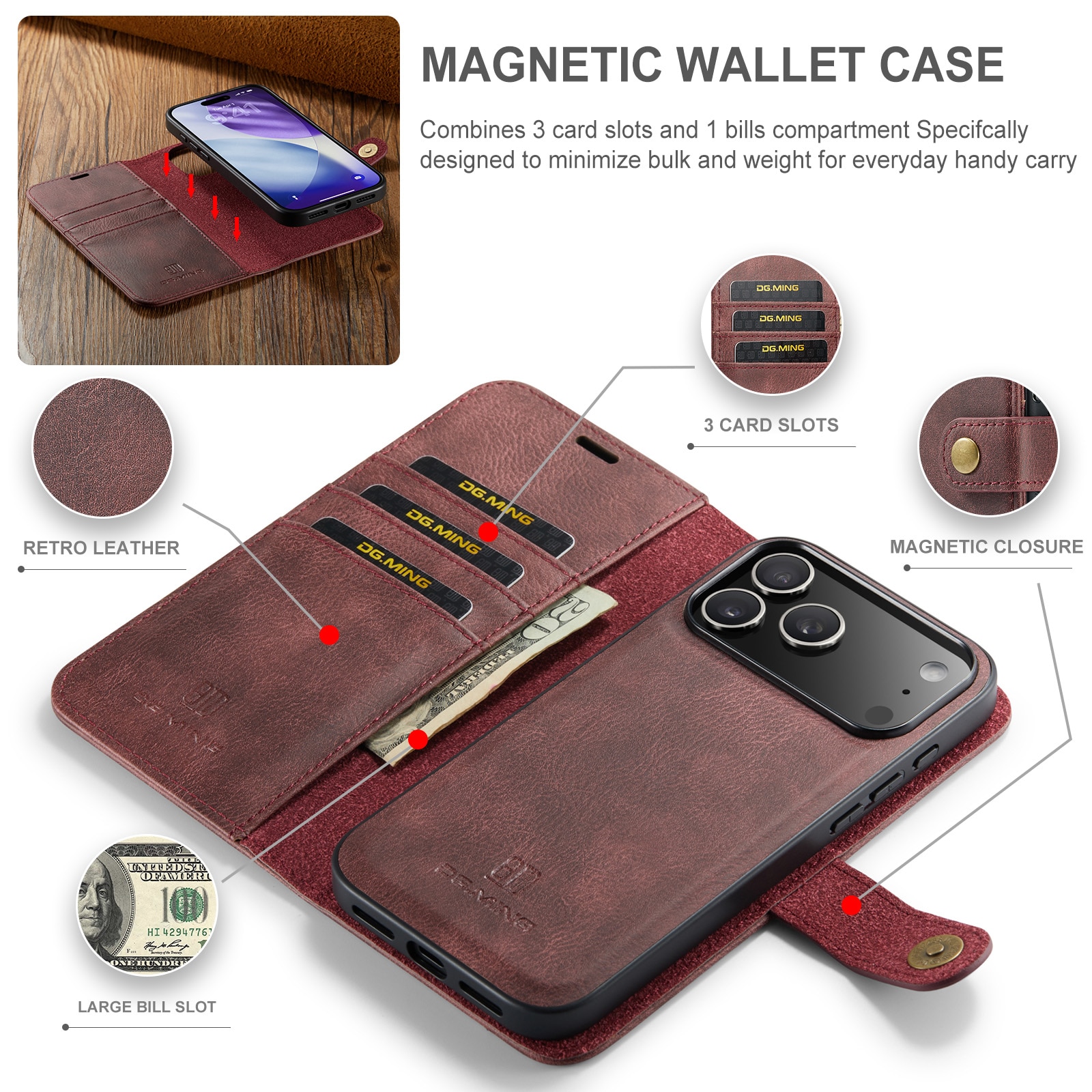 Handytasche Magnetische iPhone 17 Pro Max Red