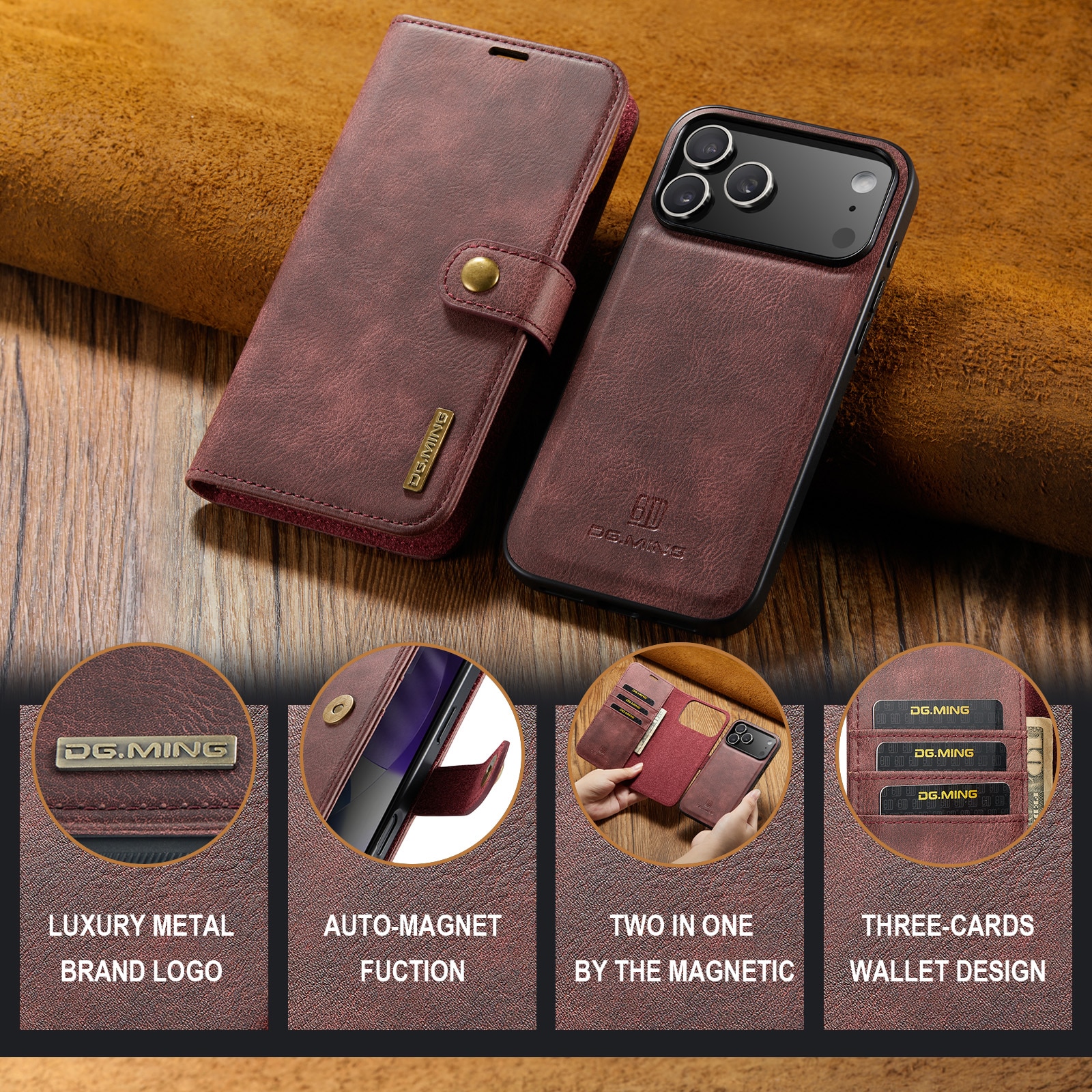 Handytasche Magnetische iPhone 17 Pro Max Red
