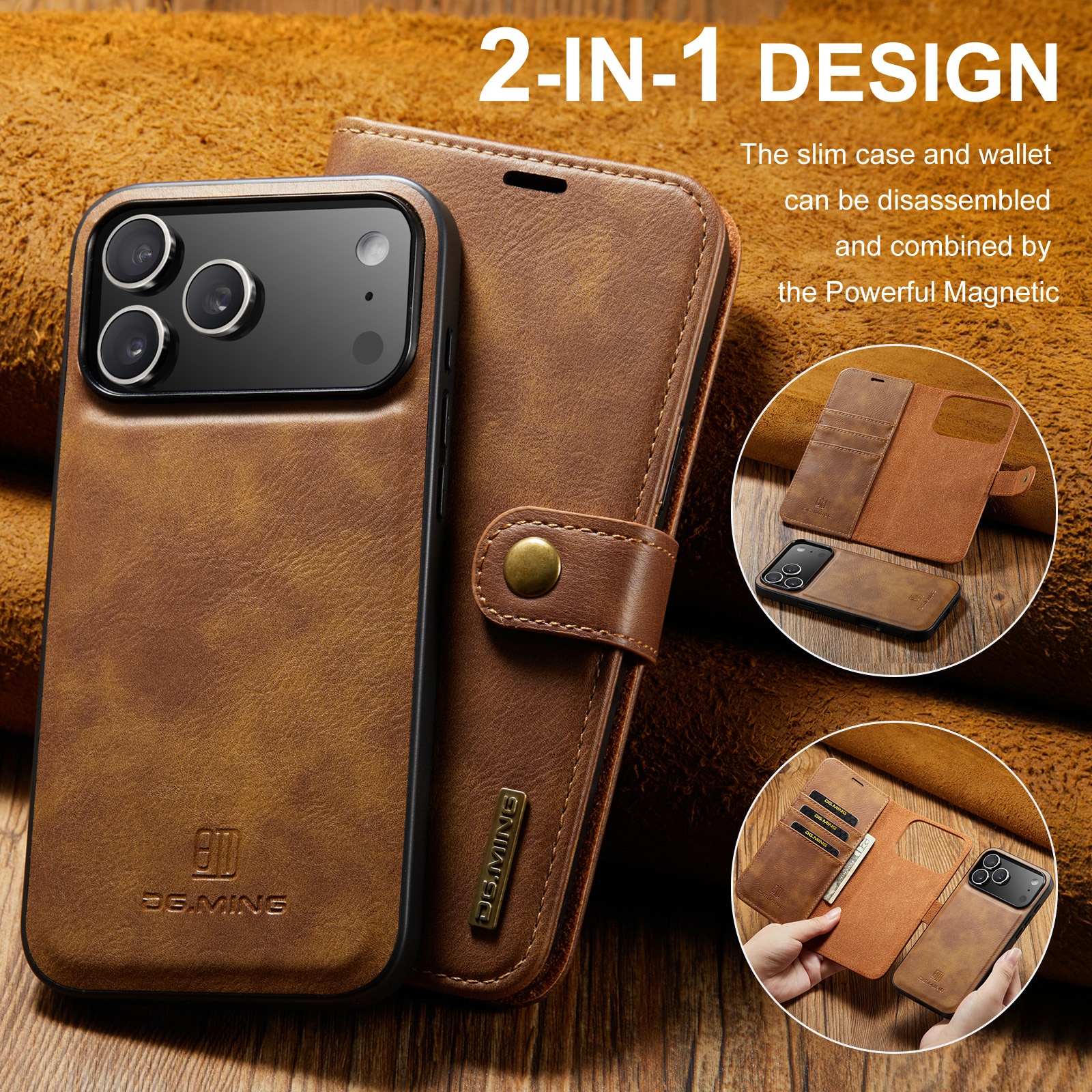 Handytasche Magnetische iPhone 17 Pro Max Cognac
