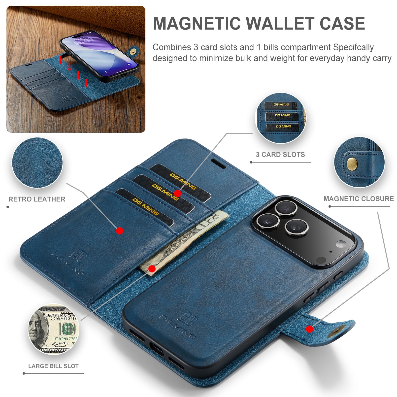 Handytasche Magnetische iPhone 17 Pro Max Blue