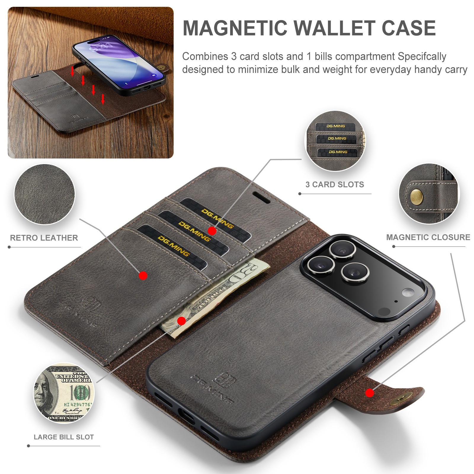 Handytasche Magnetische iPhone 17 Pro Max Brown